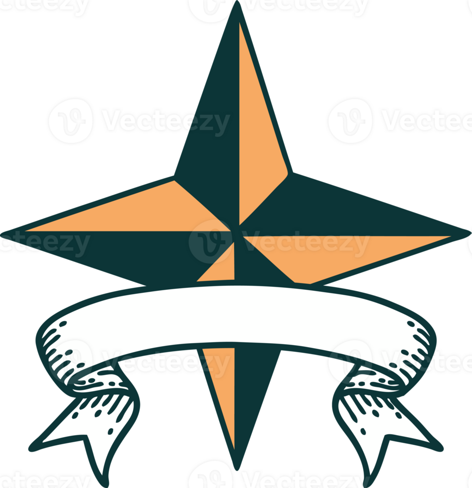 traditional tattoo with banner of a star png