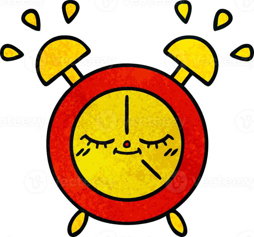 retro grunge texture cartoon of a alarm clock png