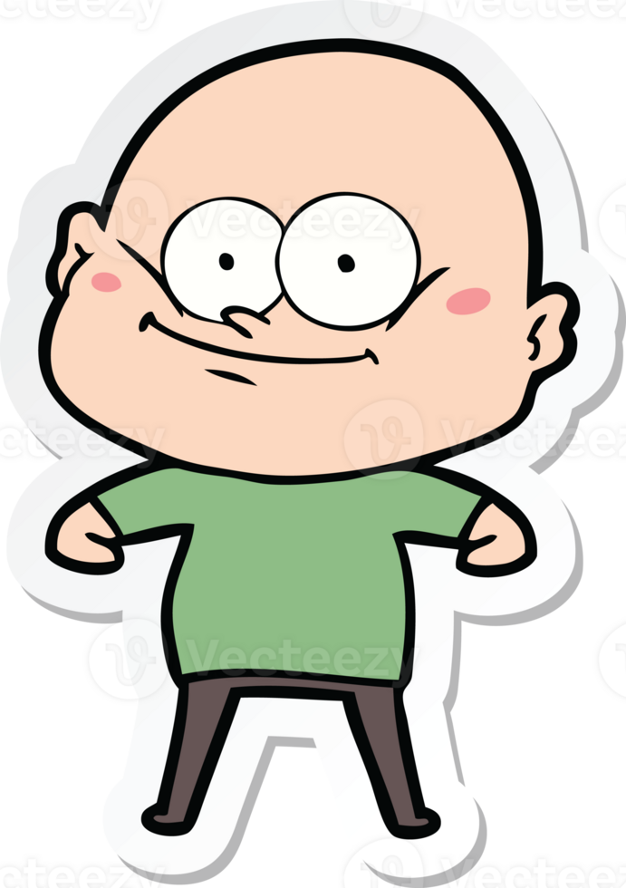 sticker of a cartoon bald man staring png