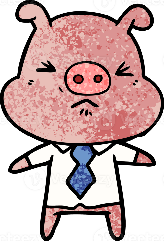 cartoon angry pig in shirt and tie png