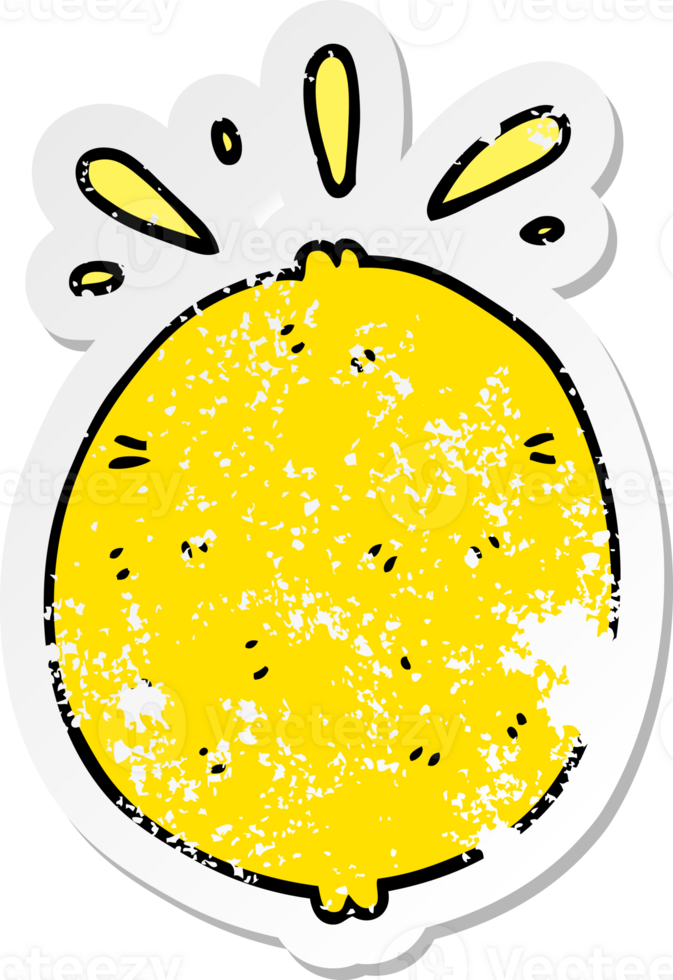 distressed sticker of a cartoon lemon png