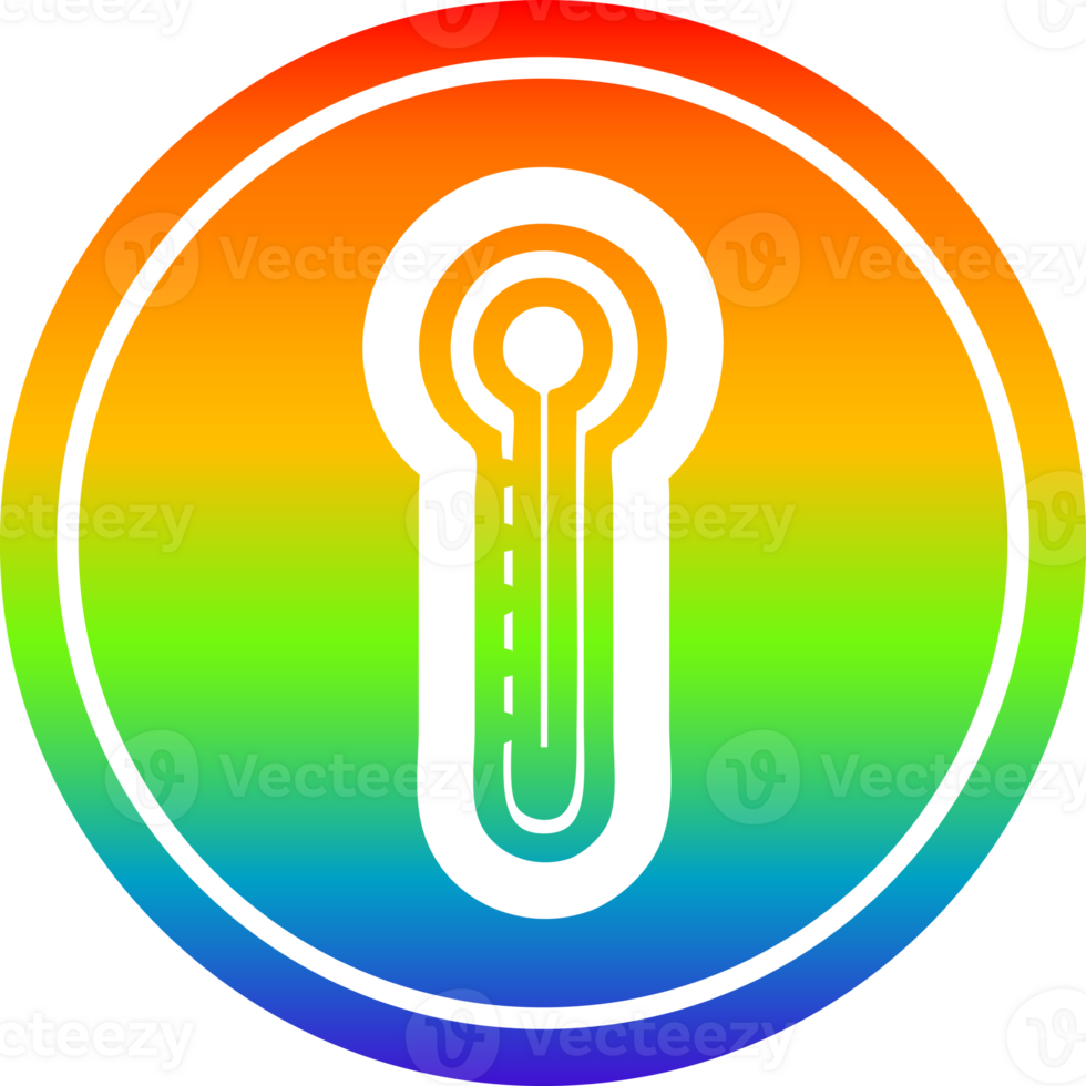 glass thermometer circular icon with rainbow gradient finish png