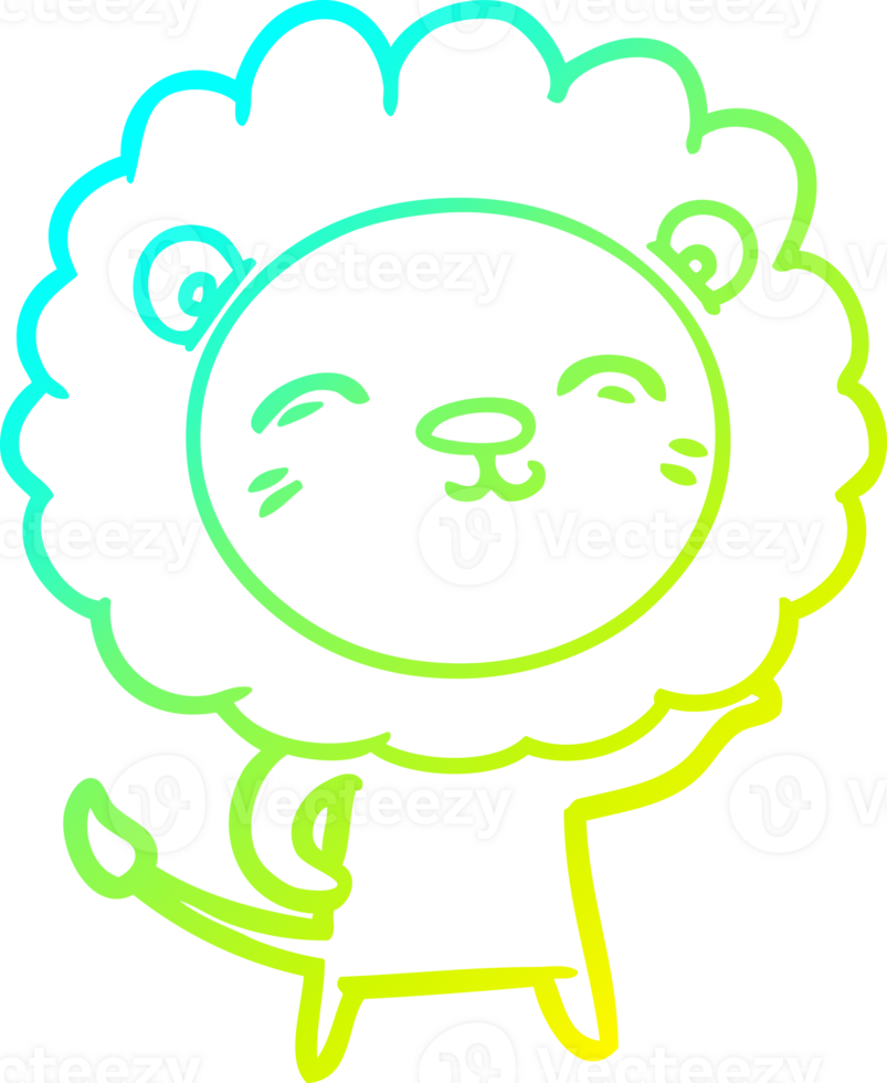 cold gradient line drawing of a cartoon lion png