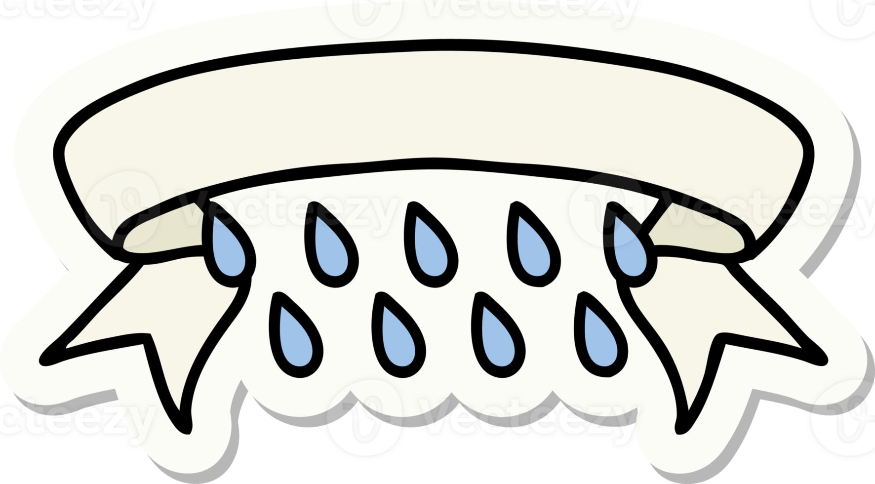 tattoo style sticker with banner of rain drops png