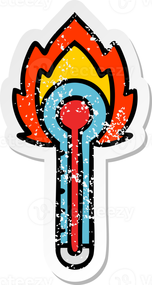 distressed sticker of a cute cartoon glass thermometer png