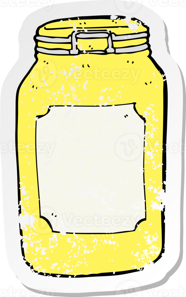 retro distressed sticker of a cartoon jar png