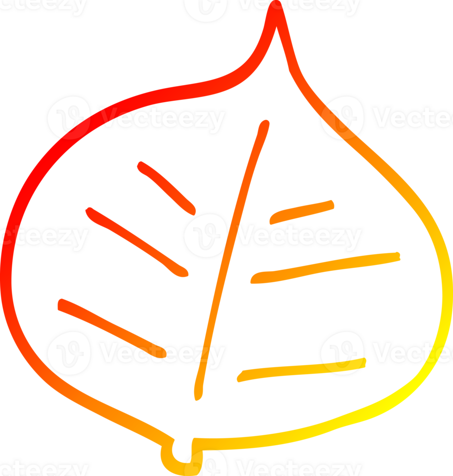 warm gradient line drawing of a cartoon leaf png