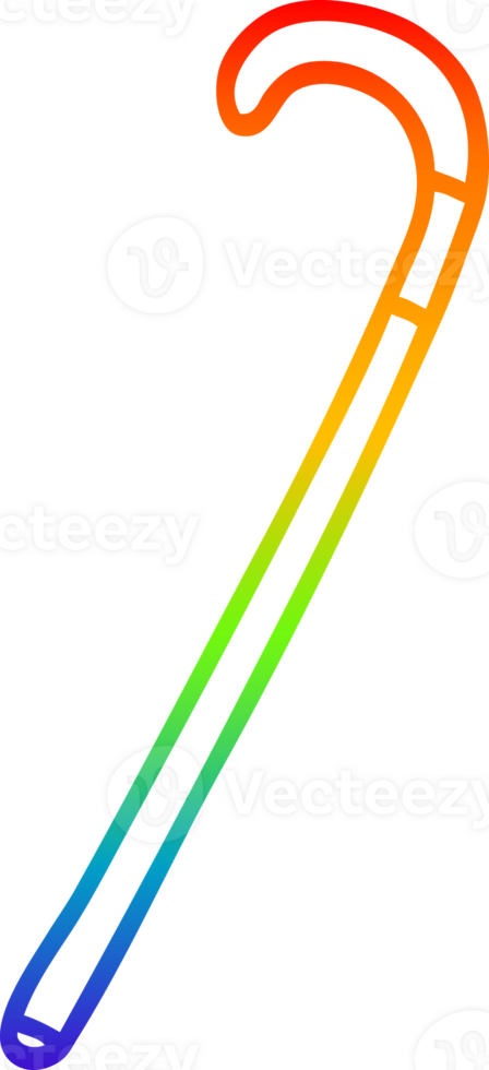rainbow gradient line drawing of a cartoon walking stick png