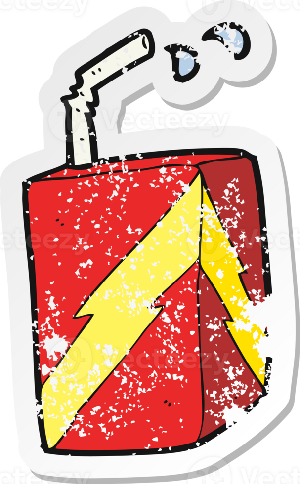 retro distressed sticker of a cartoon juice box png