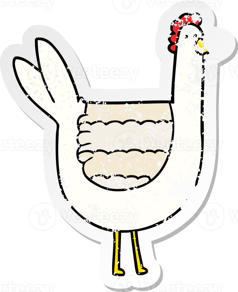 distressed sticker of a cartoon chicken png