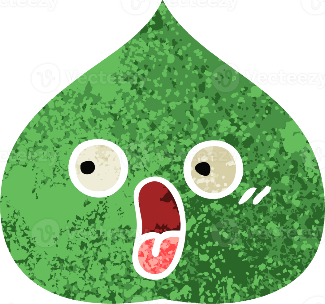 retro illustration style cartoon of a expressional leaf png