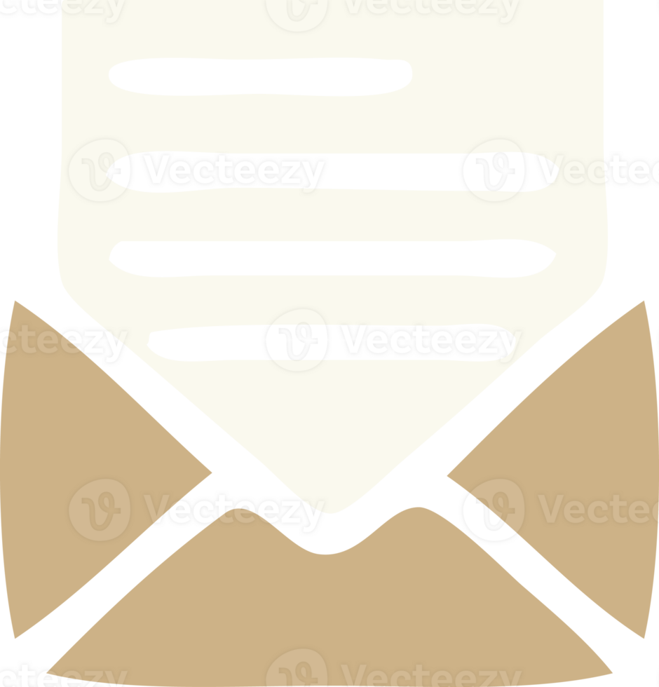 flat color retro cartoon of a letter and envelope png