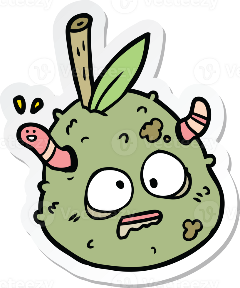sticker of a cartoon old pear png
