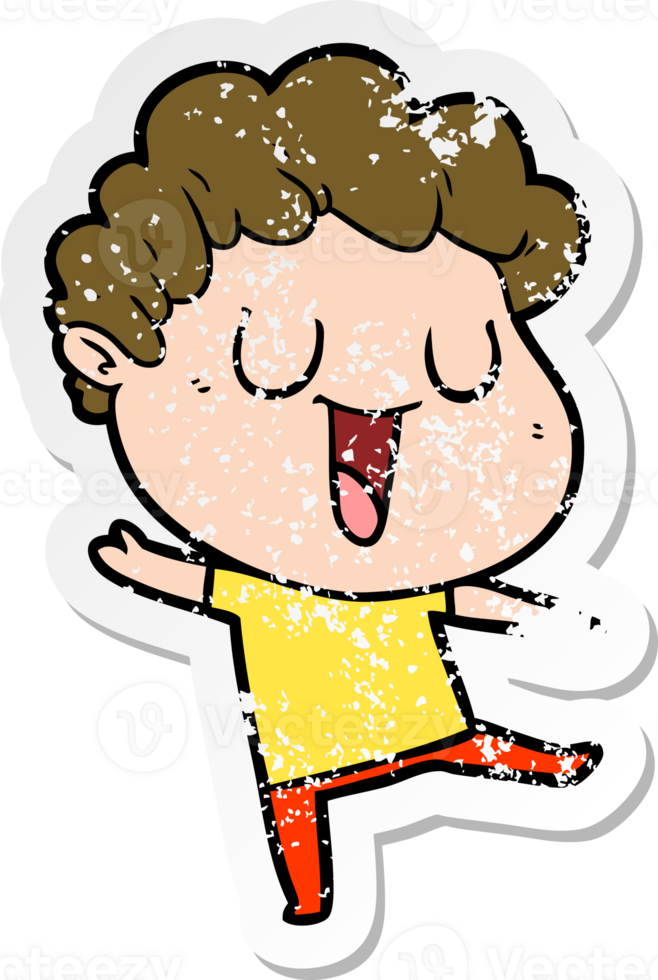 distressed sticker of a dann cartoon man png