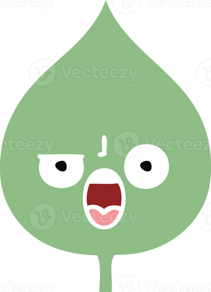 flat color retro cartoon of a expressional leaf png