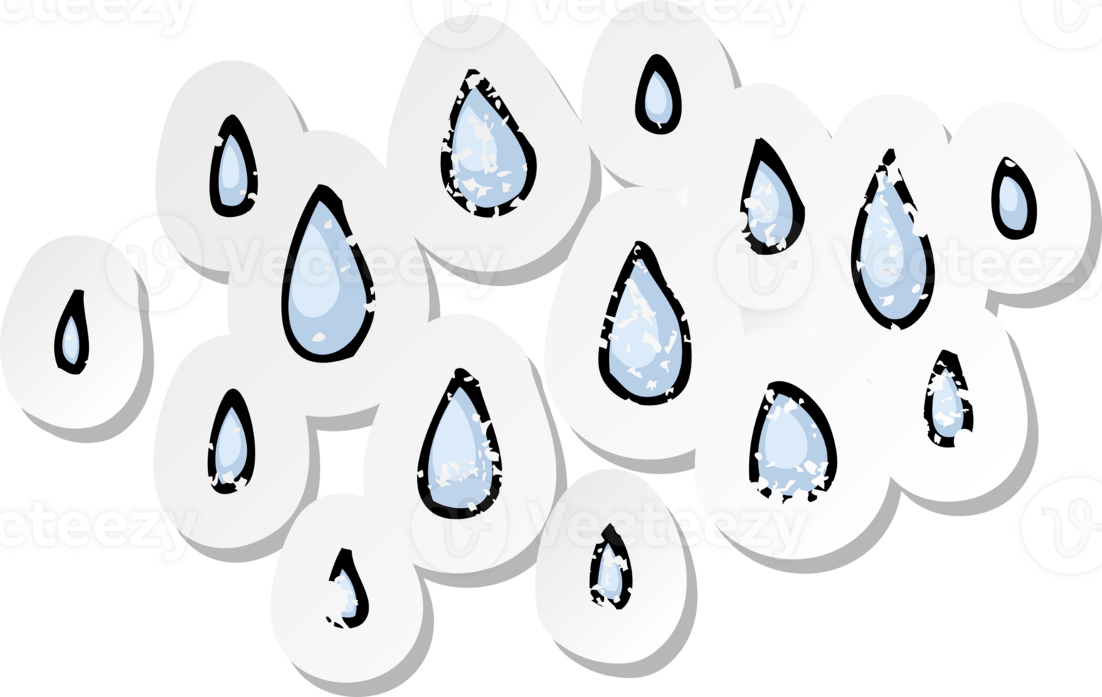 retro distressed sticker of a cartoon raindrops png