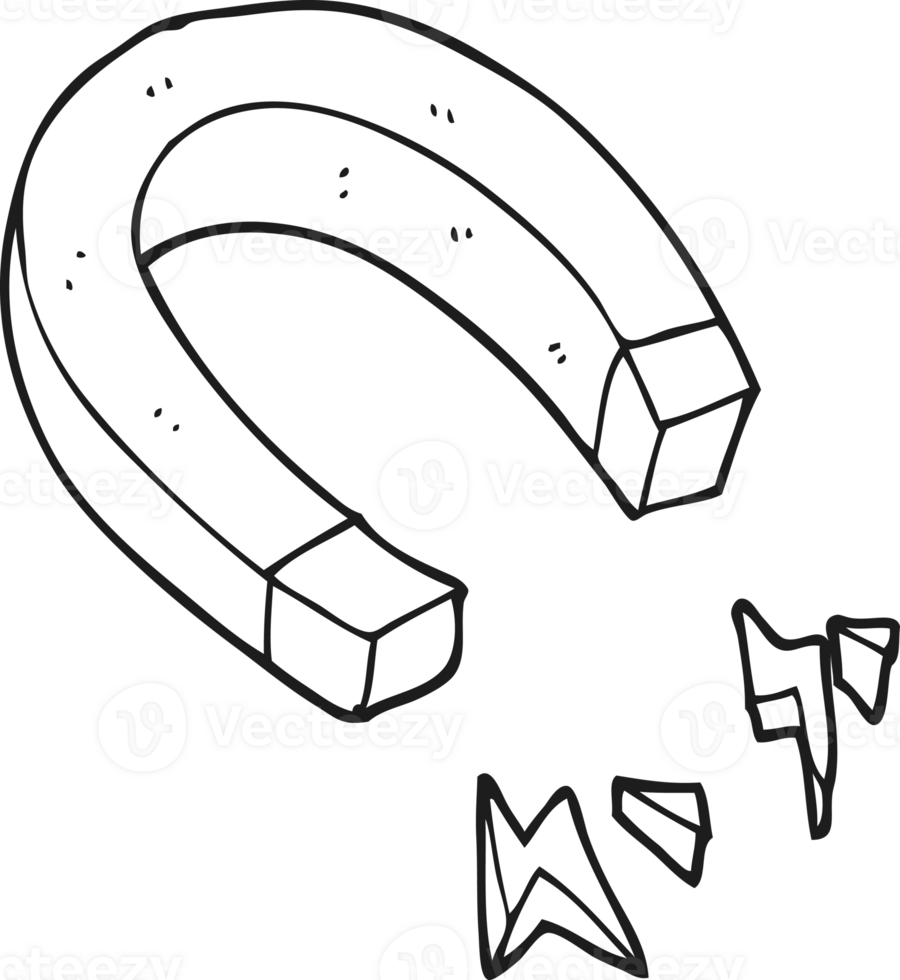 hand drawn black and white cartoon magnet png