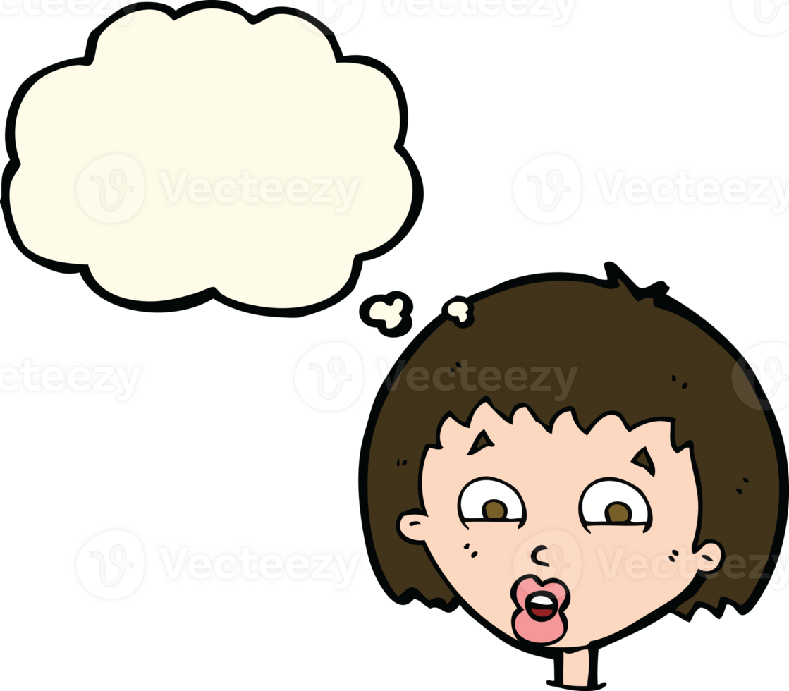 cartoon shocked expression  with thought bubble png
