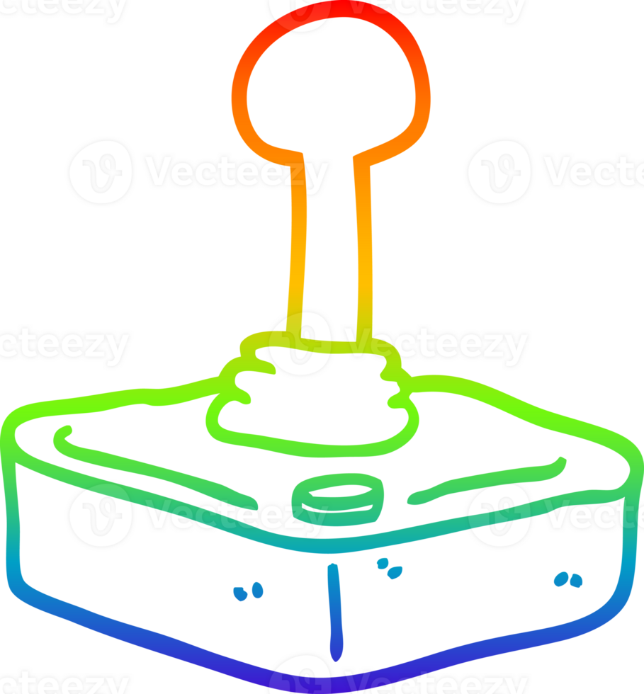 rainbow gradient line drawing of a cartoon joystick png