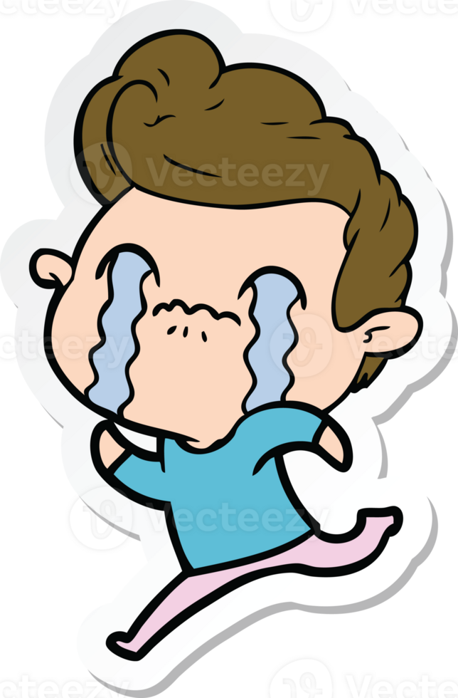 sticker of a cartoon man crying png