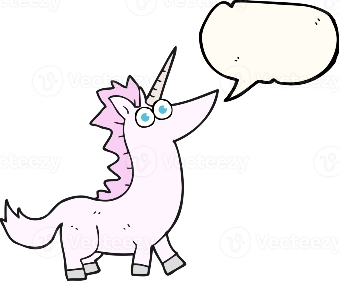 hand drawn speech bubble cartoon unicorn png