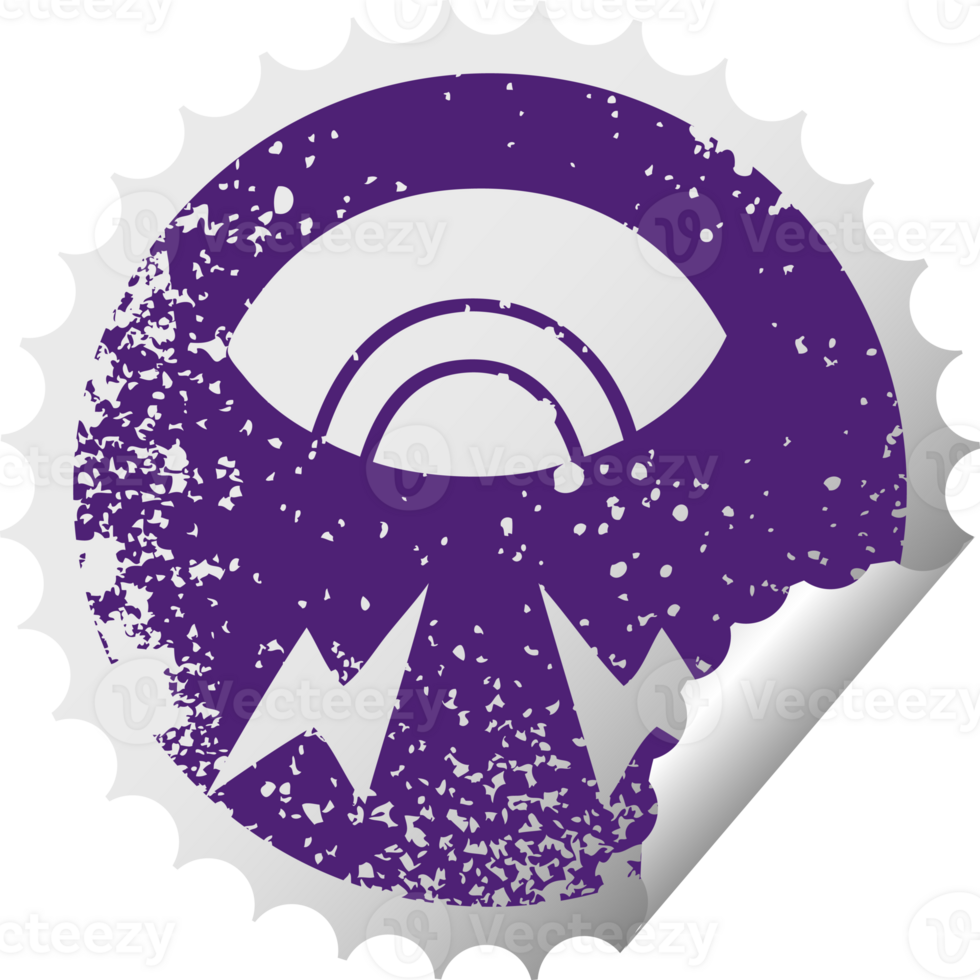 distressed circular peeling sticker symbol of a mystic eye png