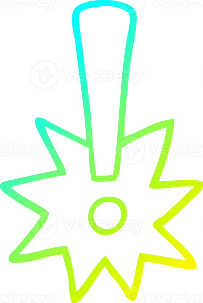 cold gradient line drawing of a cartoon exclamation mark png