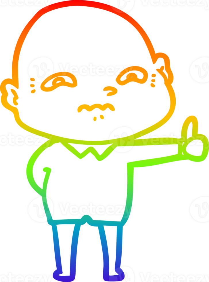 rainbow gradient line drawing of a cartoon nervous man png