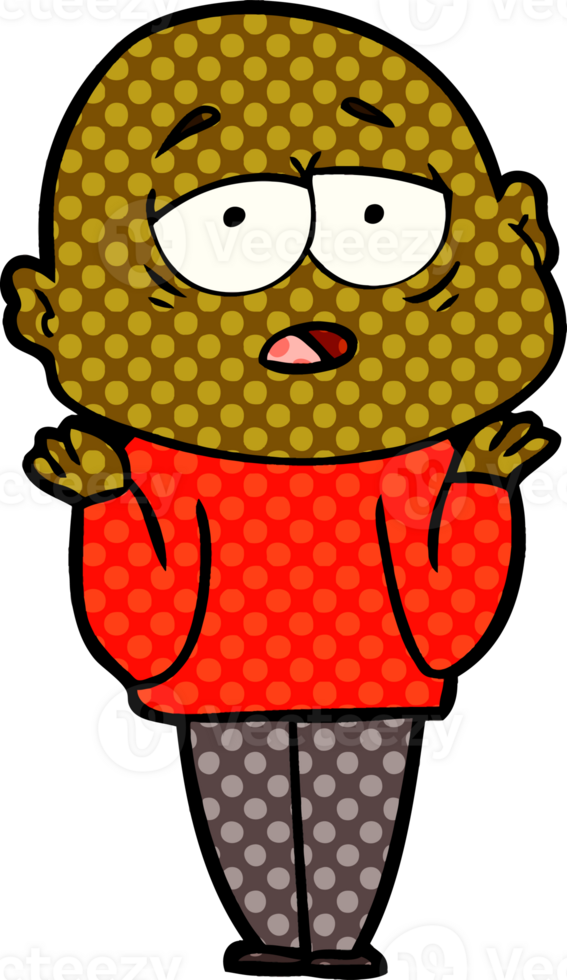 cartoon tired bald man png