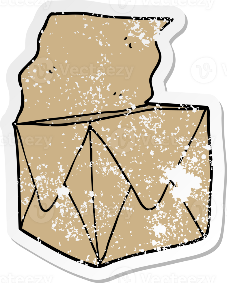 distressed sticker of a cartoon package png