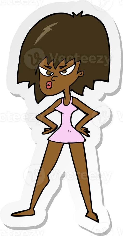 sticker of a cartoon angry woman in dress png