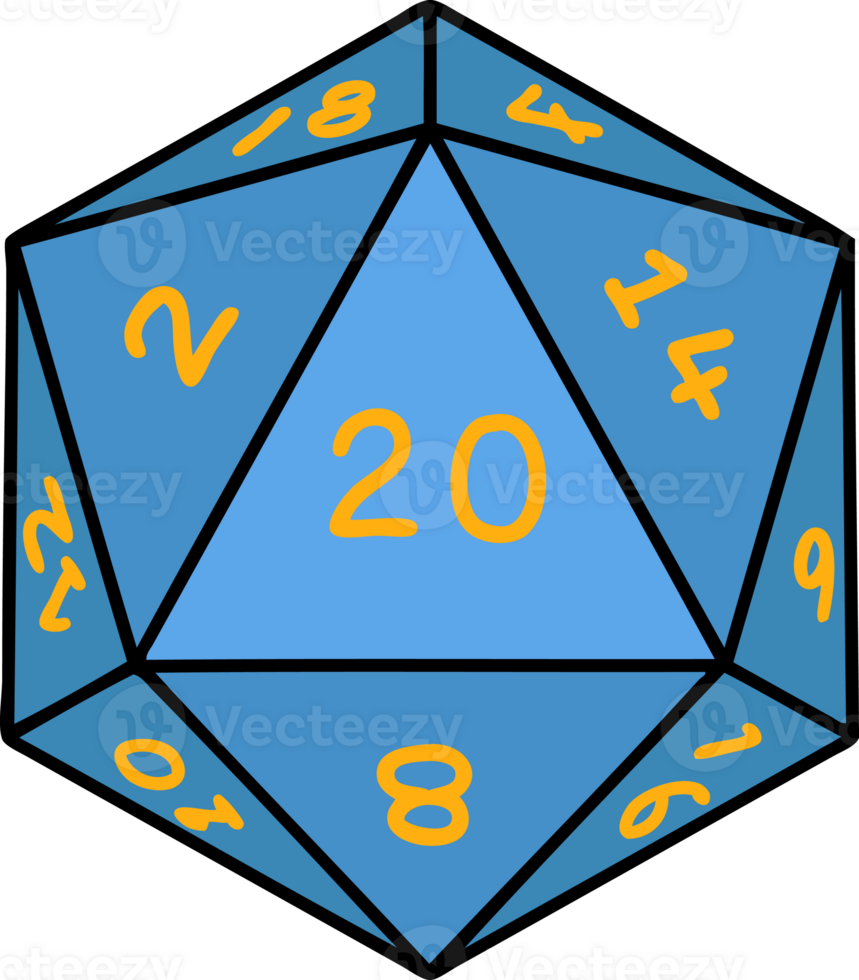 Retro Tattoo Style natural 20 D20 dice roll png