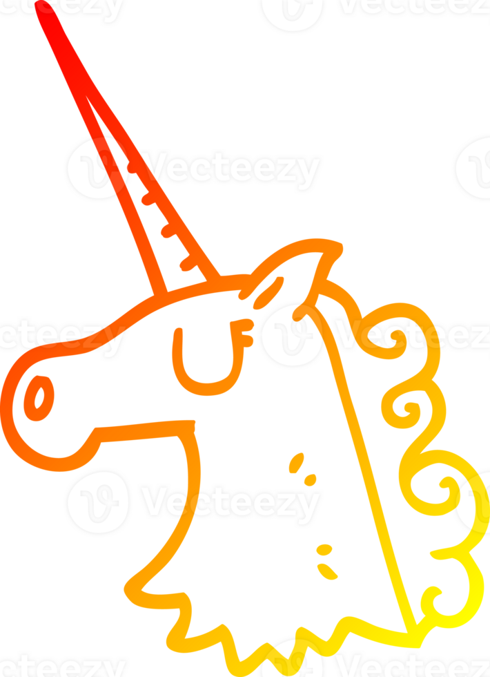 warm gradient line drawing of a cartoon pretty unicorn png
