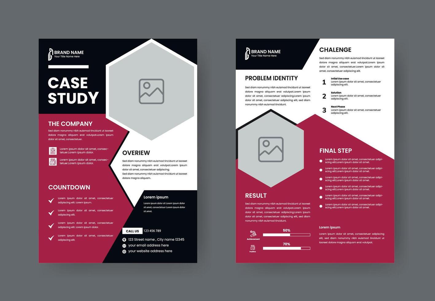 Case Study Layout Flyer. Minimalist Business Report with Simple Design. vector