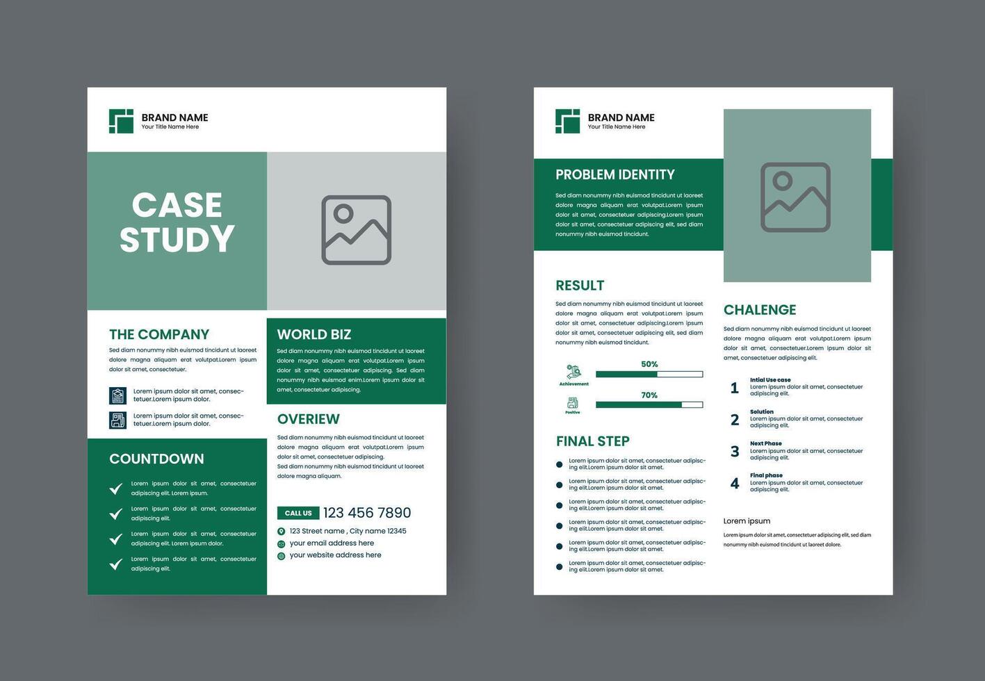 Case Study Layout Flyer. Minimalist Business Report with Simple Design. vector