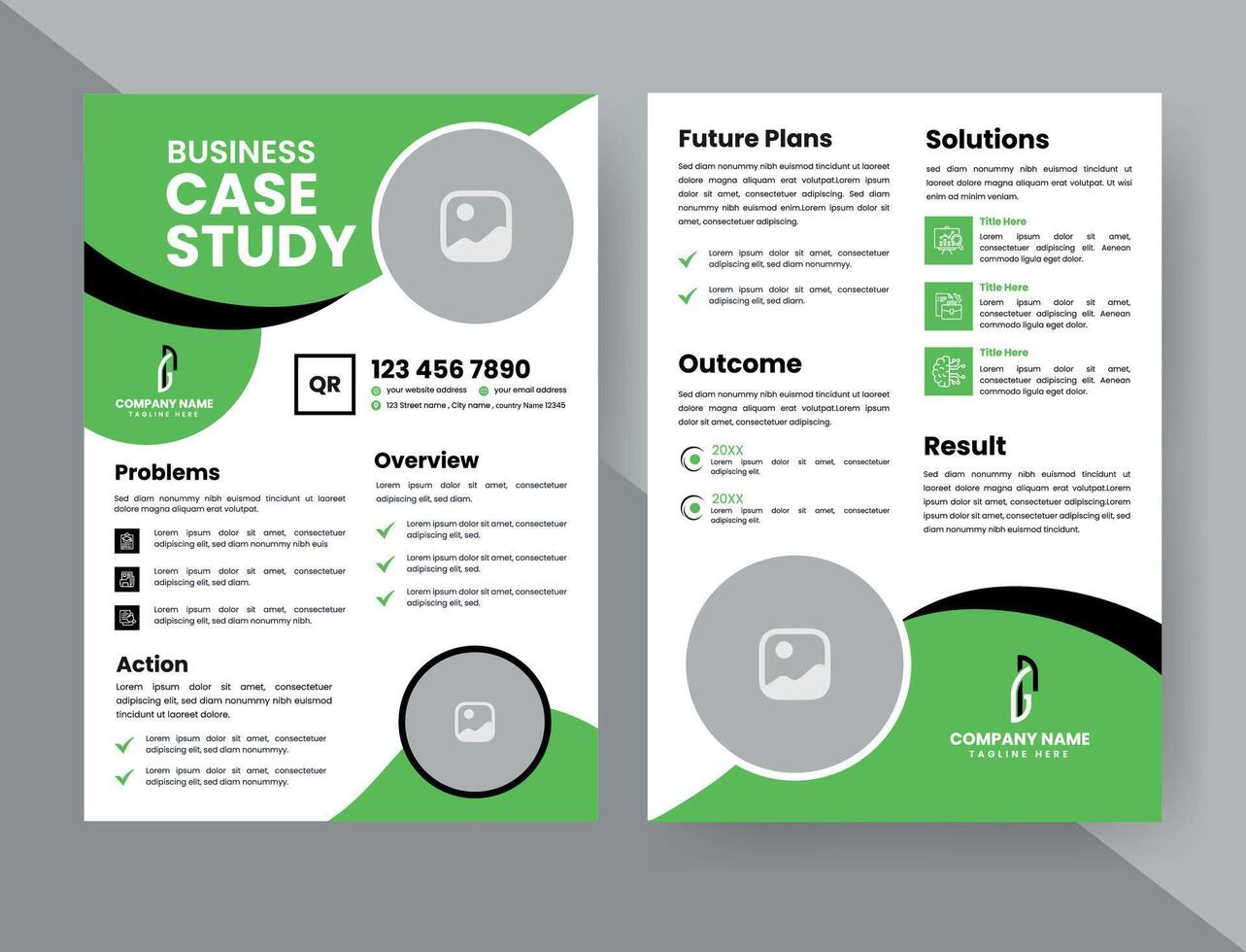 Case Study Layout Flyer. Minimalist Business Report with Simple Design. vector