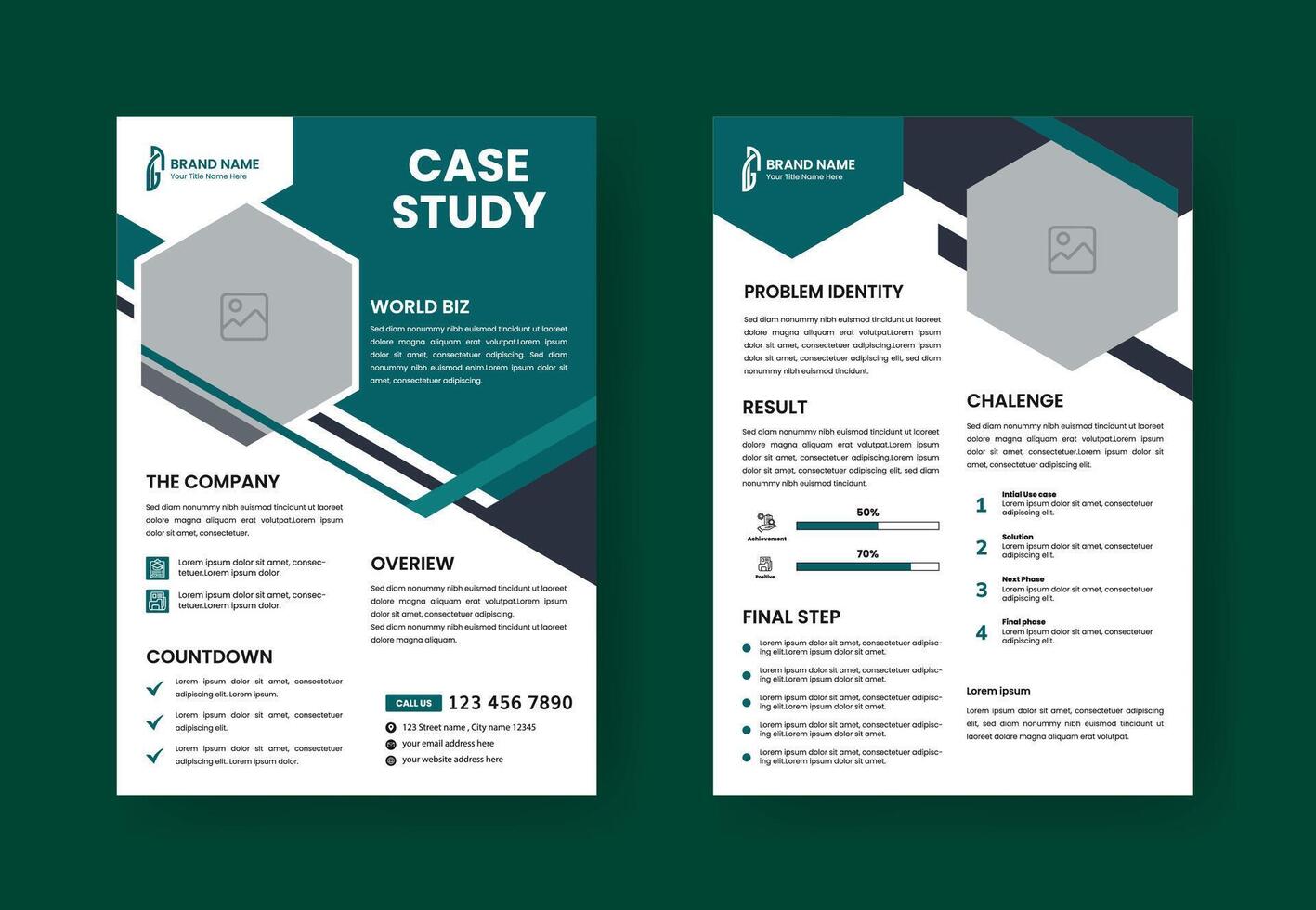 Case Study Layout Flyer. Minimalist Business Report with Simple Design. vector