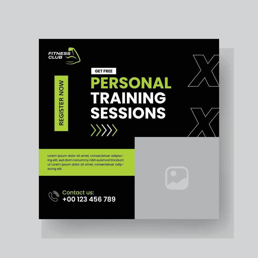 Gym and fitness social media post template design. vector