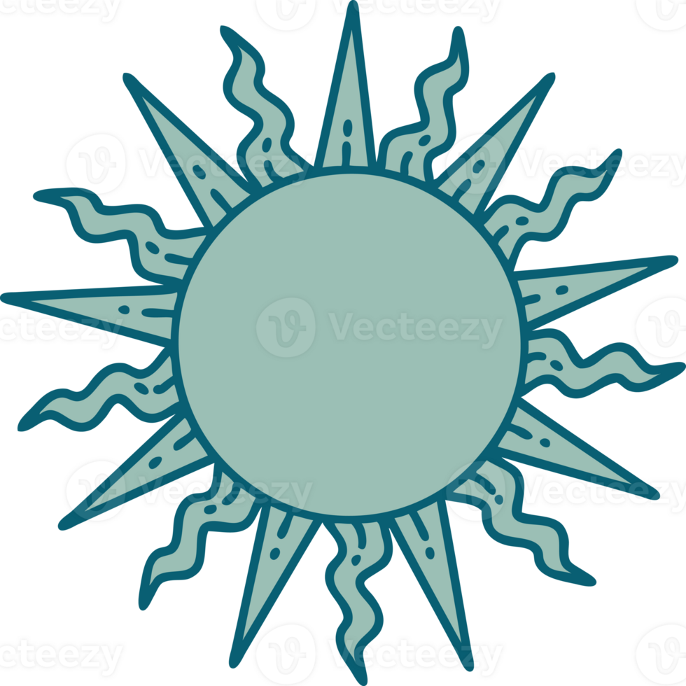 iconic tattoo style image of a sun png