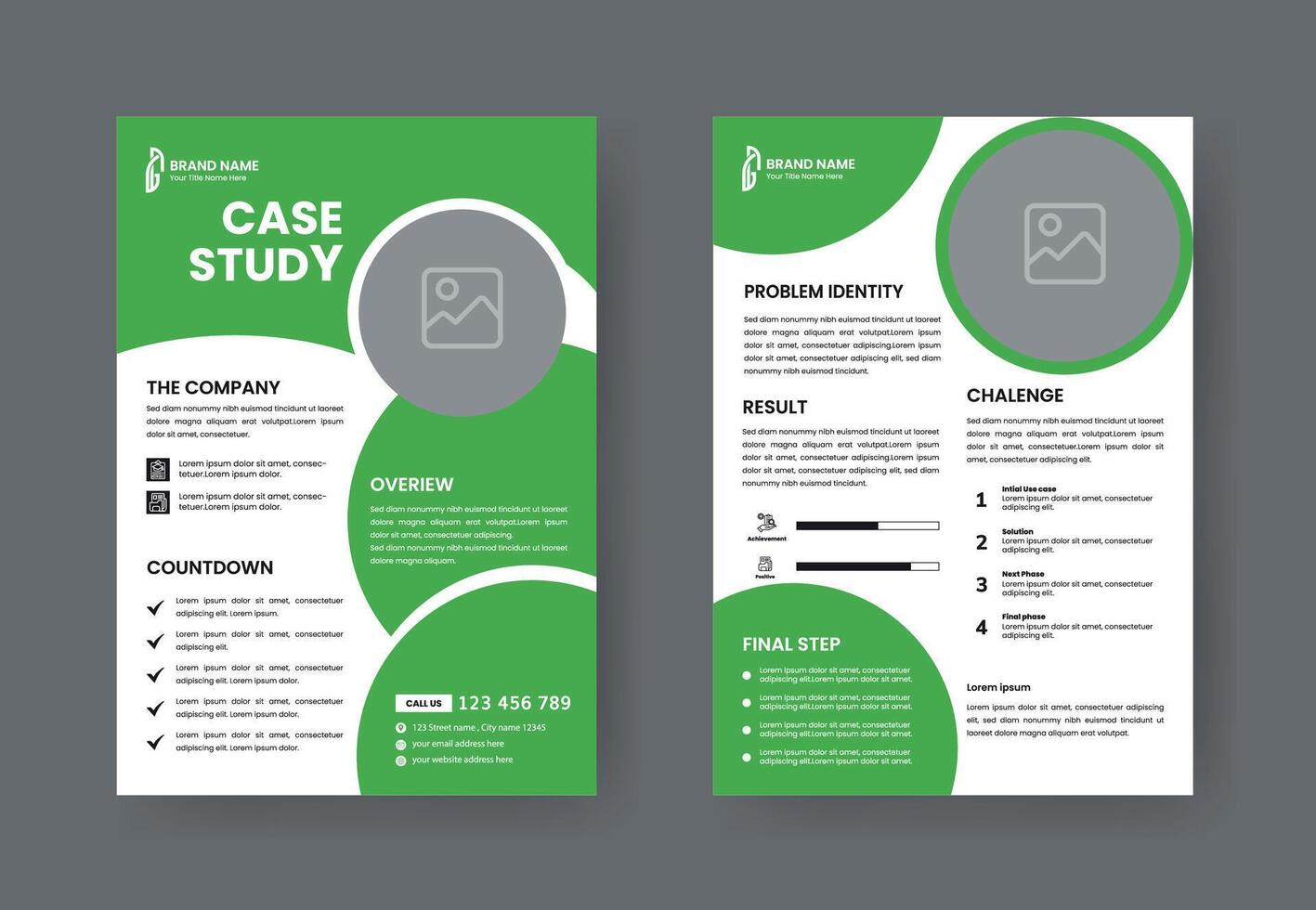 Case Study Layout Flyer. Minimalist Business Report with Simple Design. vector