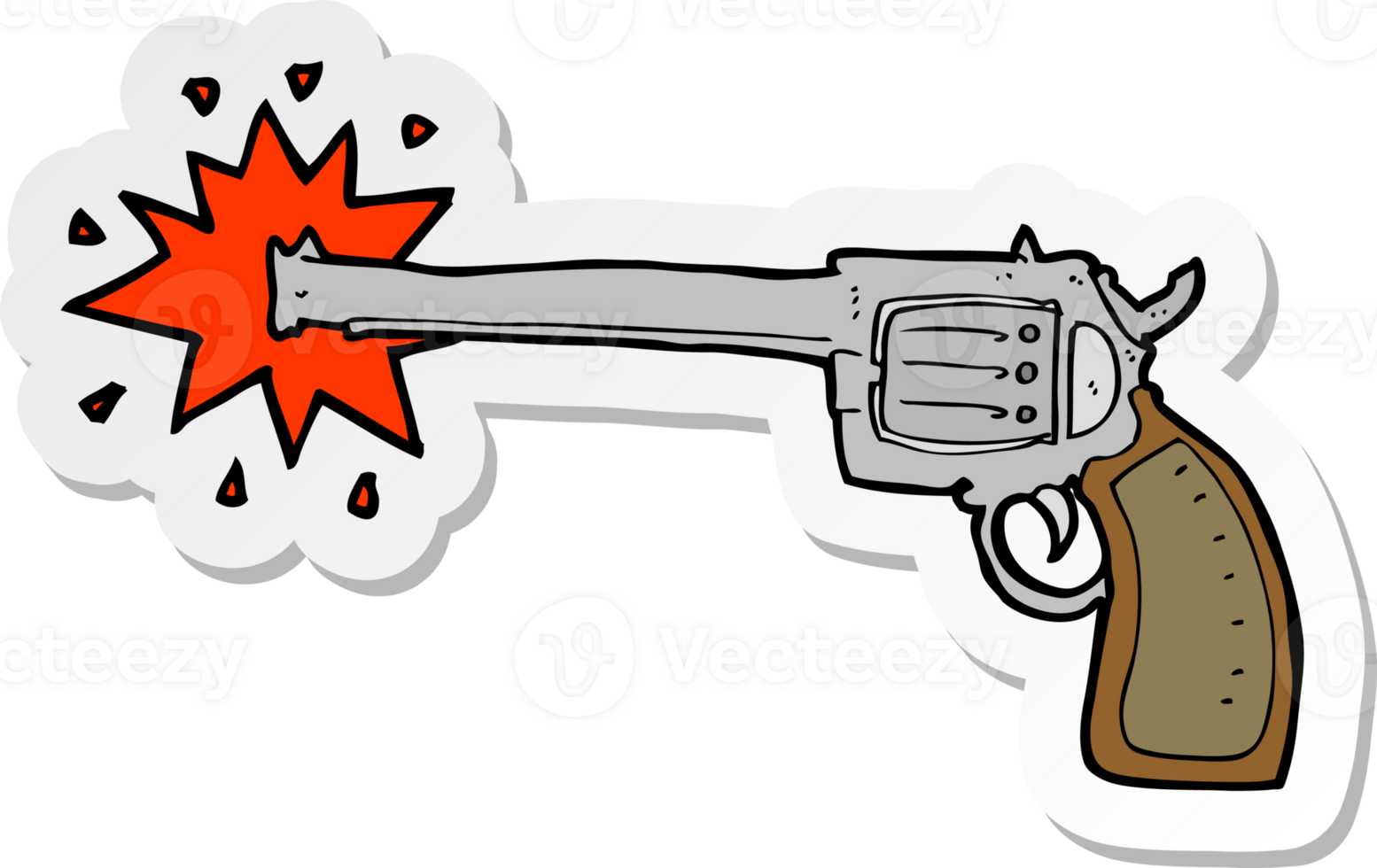 sticker of a cartoon firing gun png