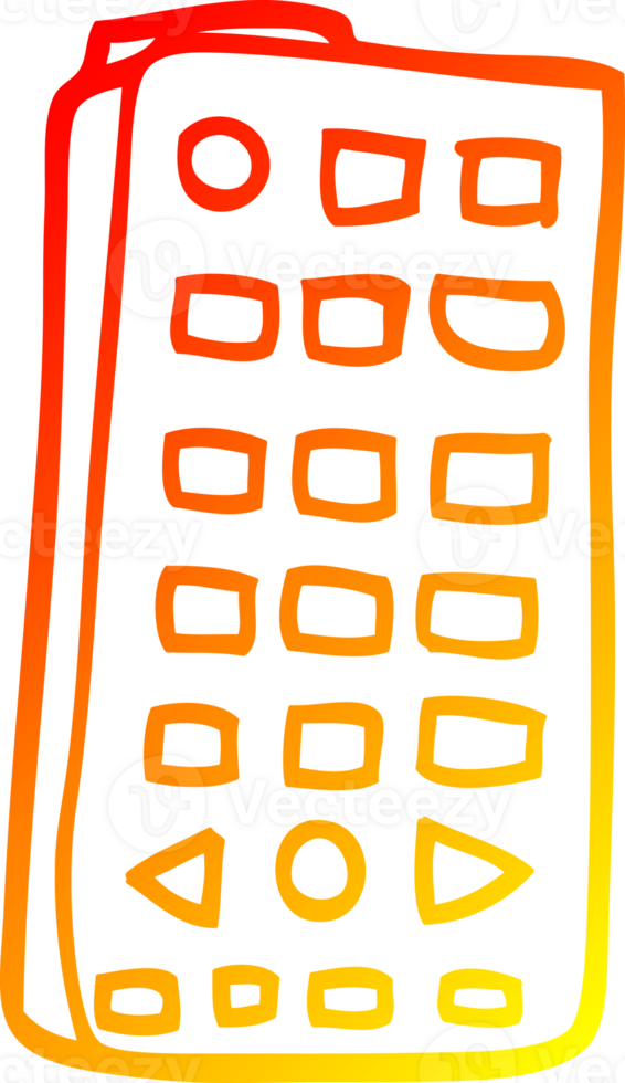 warm gradient line drawing of a cartoon remote control png
