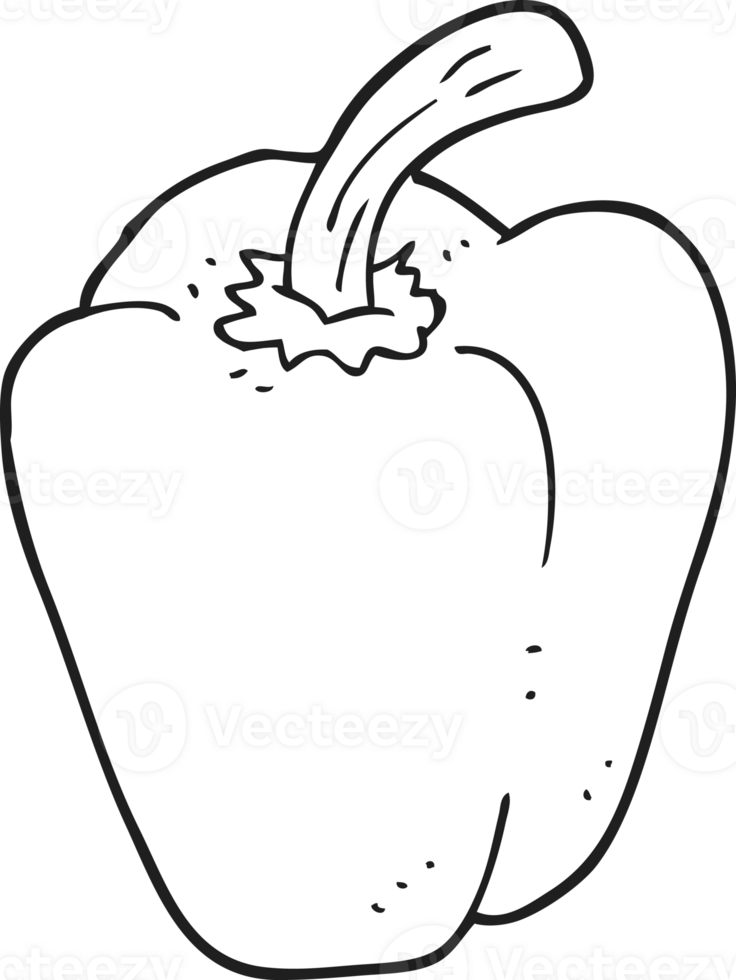 hand drawn black and white cartoon pepper png
