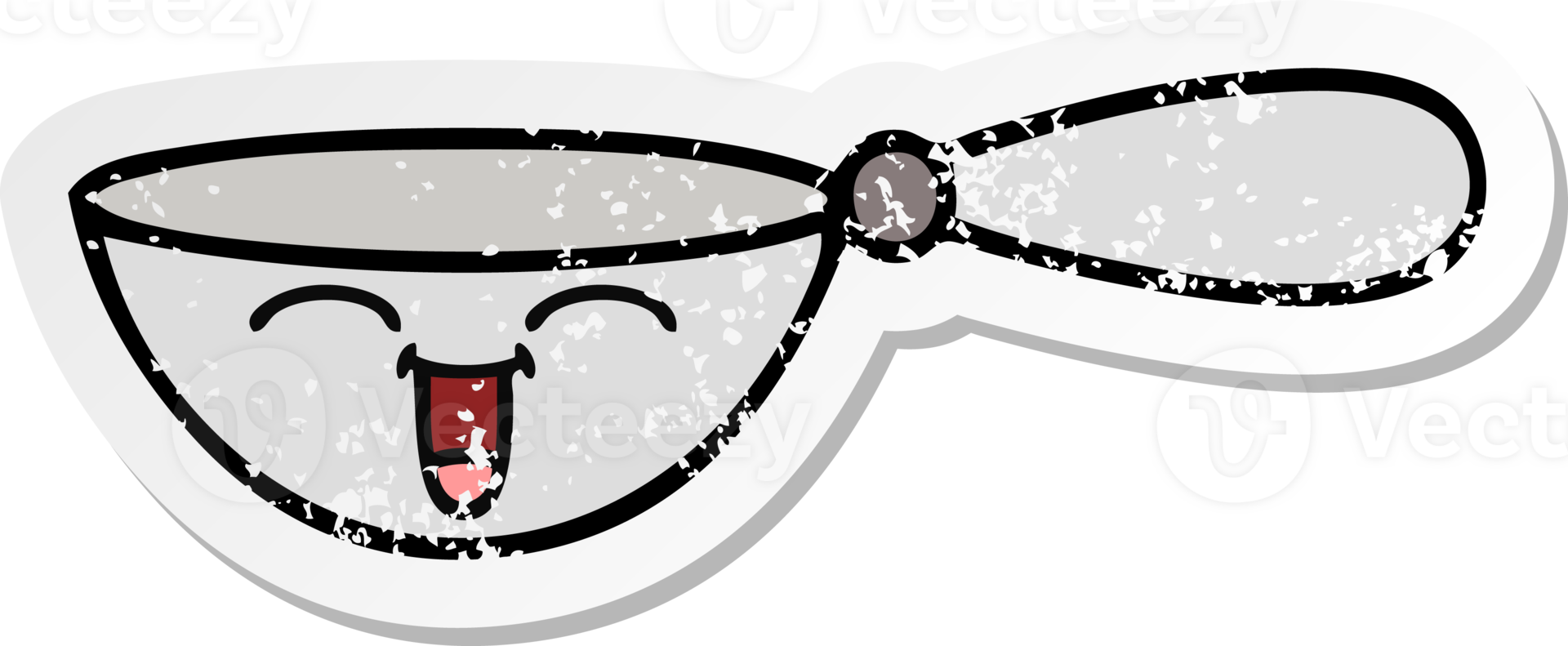 distressed sticker of a cute cartoon measuring spoon png