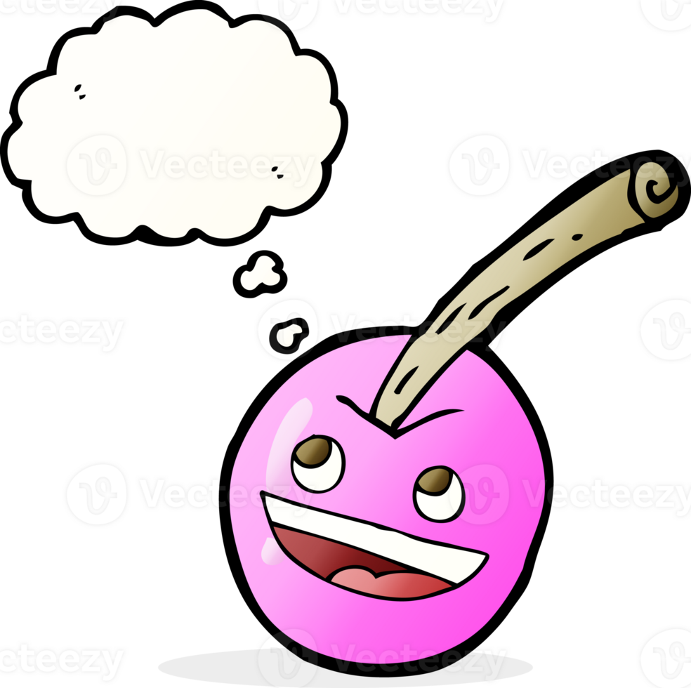cartoon pink cherry symbol with thought bubble png