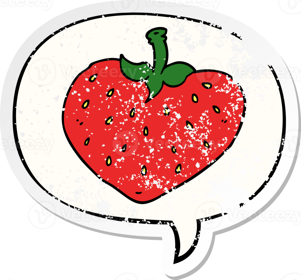 tecknad serie jordgubb med Tal bubbla bedrövad bedrövad gammal klistermärke png