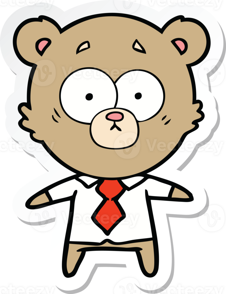 sticker of a surprised bear cartoon png
