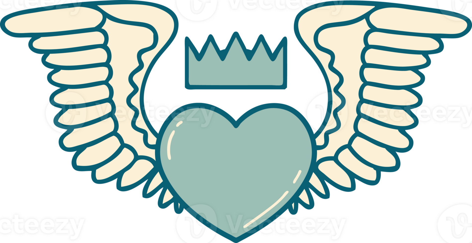 iconic tattoo style image of a heart with wings png