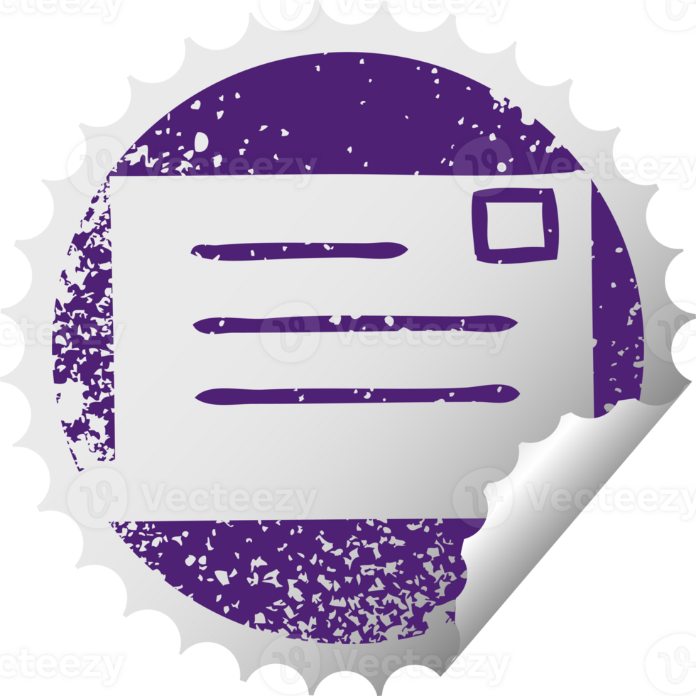 distressed circular peeling sticker symbol of a letter png