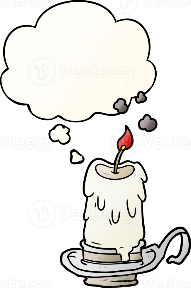 cartoon spooky candle with thought bubble in smooth gradient style png